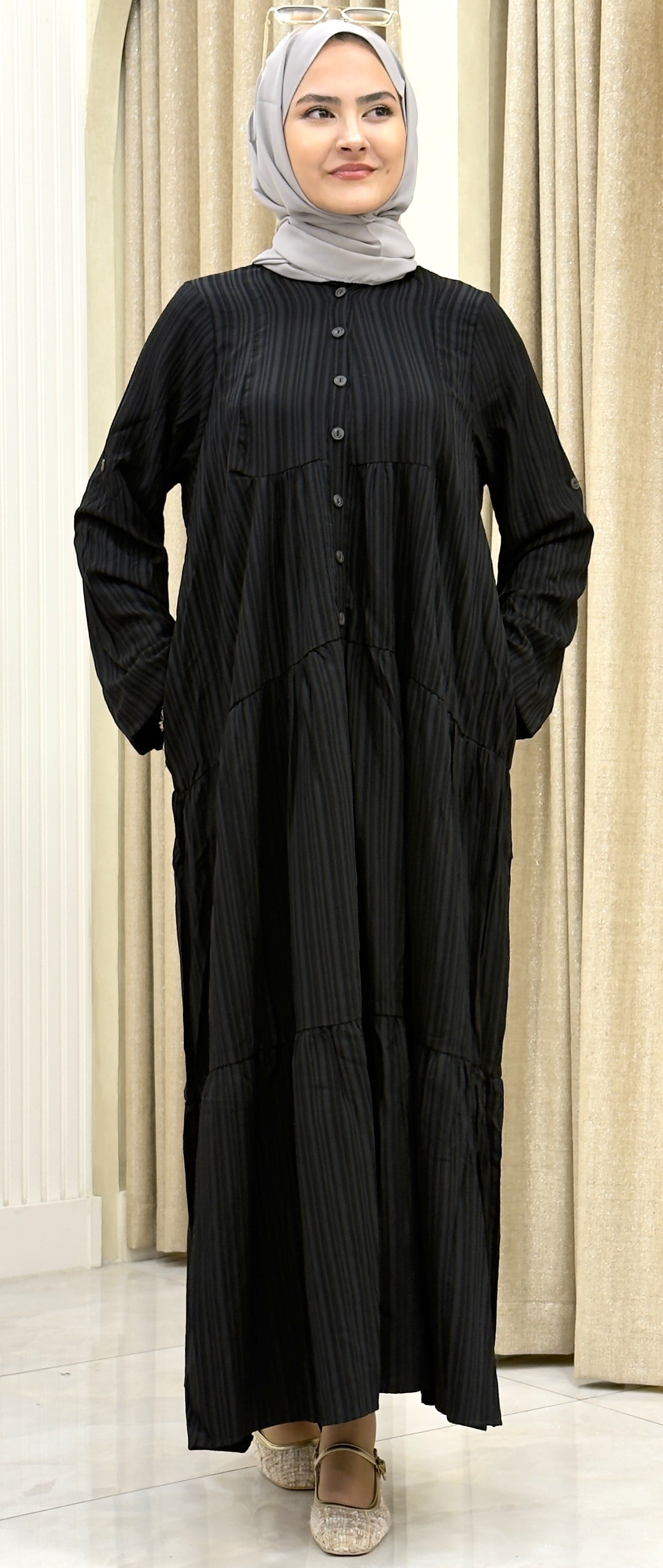 PAMUKLU  ELBİSE SİYAH