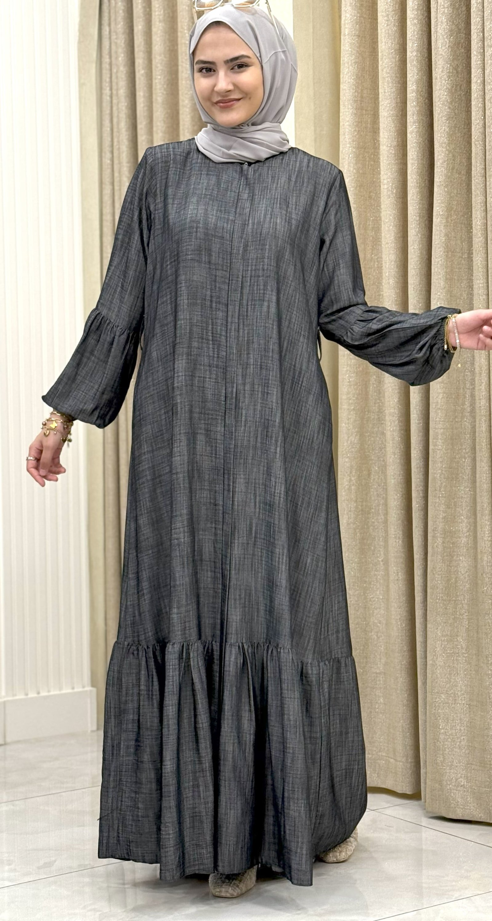 ETEĞİ FIRFIRLI  TENSEL KOT  SİYAH