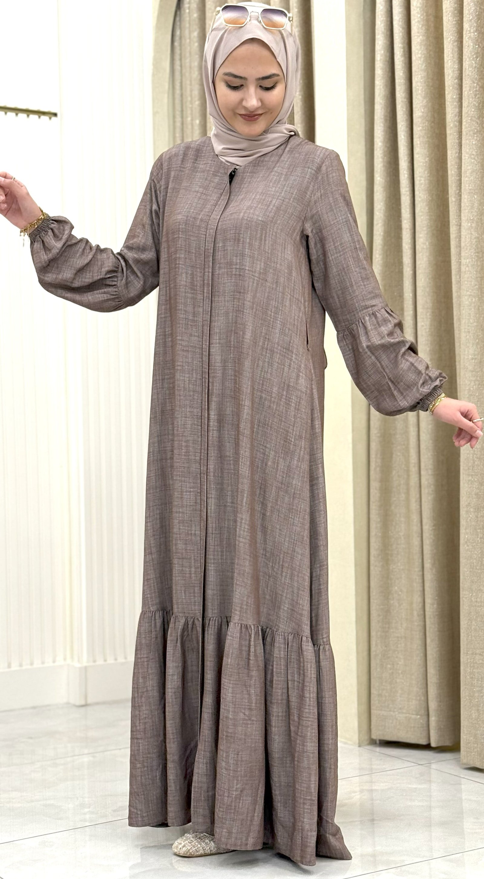 ETEĞİ FIRFIRLI  TENSEL KOT  KAHVERENGİ