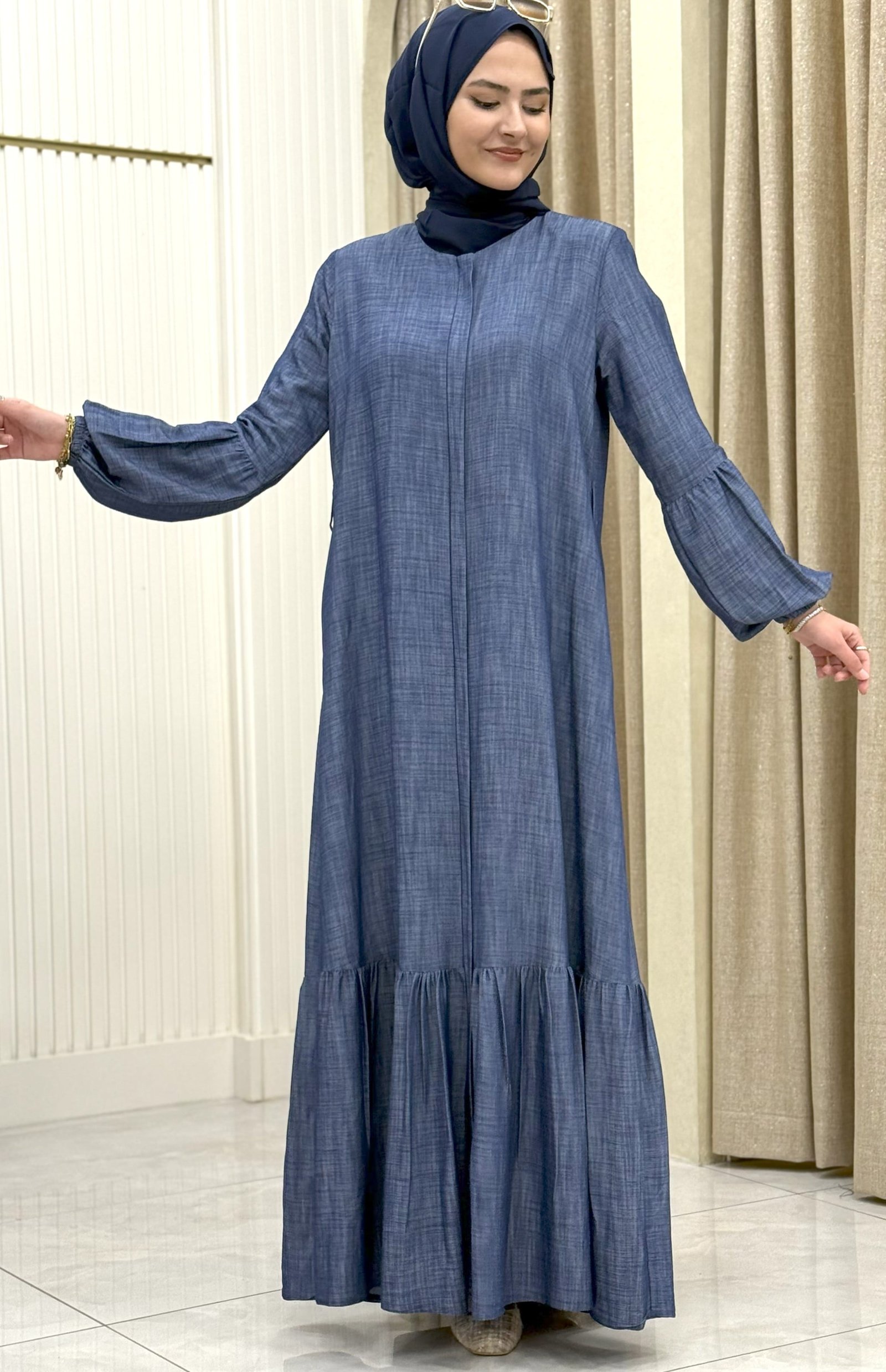 ETEĞİ FIRFIRLI  TENSEL KOT  LACİVERT